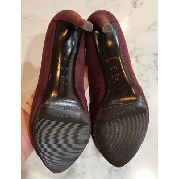 Louis Vuitton Burgundy Suede Leather Knot Confident Tassel Platform Pumps 37.5 - Picture 14 of 17